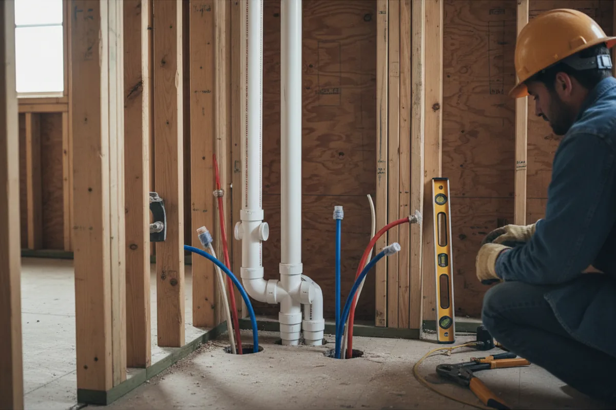 Drain and supply rough-in during Leak Detection in Bourbonnais
