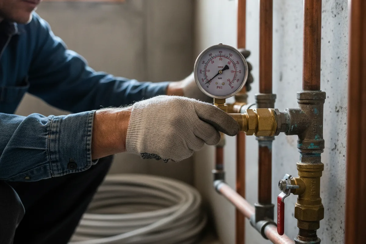 Pressure testing a repaired line during Water Line Repair in Bourbonnais